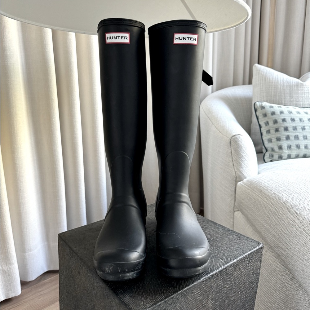 Hunter Black Tall Rain Boots